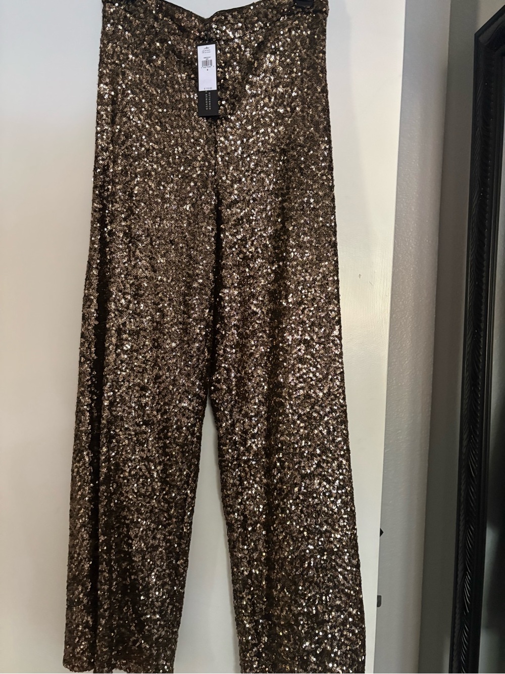 Banana Republic Gold Sequin Wide Leg Pant NWT Size Small
